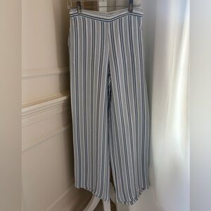 Onia Luxury Brand Striped Blue White Wide Leg Women's Pants S Cover Up viscose